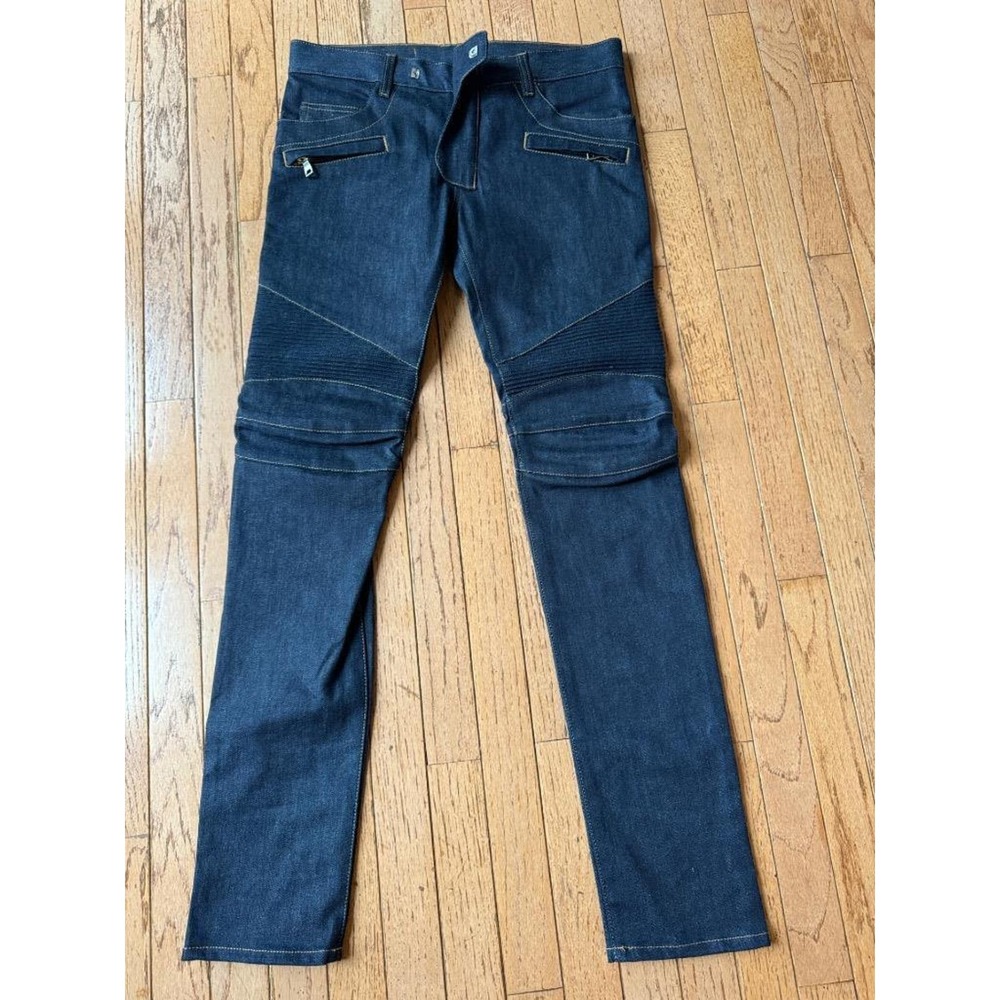 womens denim BALMAIN SKINNY BIKER MOTO JEAN SIZE 30